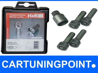 H&R Felgenschlösser Felgenschloß BMW 5er 6er M12x1,5x28 Kegel silber 1252801KEY4