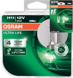 Osram H11 12V 55W ULTRA LIFE 2Stk.+W5W LL 