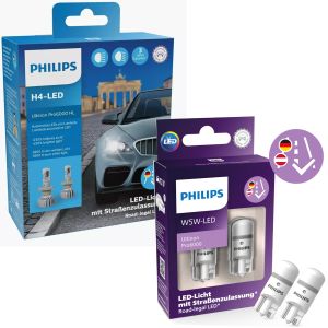 Philips LED Ultinon Pro6000 Set H4+W5W Scheinwerfer + Standlicht mit  Zulassung 