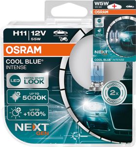 Osram H11 12V 55W Cool Blue INTENSE NextGen. 5000K +100% 2Stk.+W5W