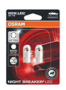 Osram LED Night Breaker Glassockelbirne W 5W mit Straßenzulassung 6000K  2Stk.