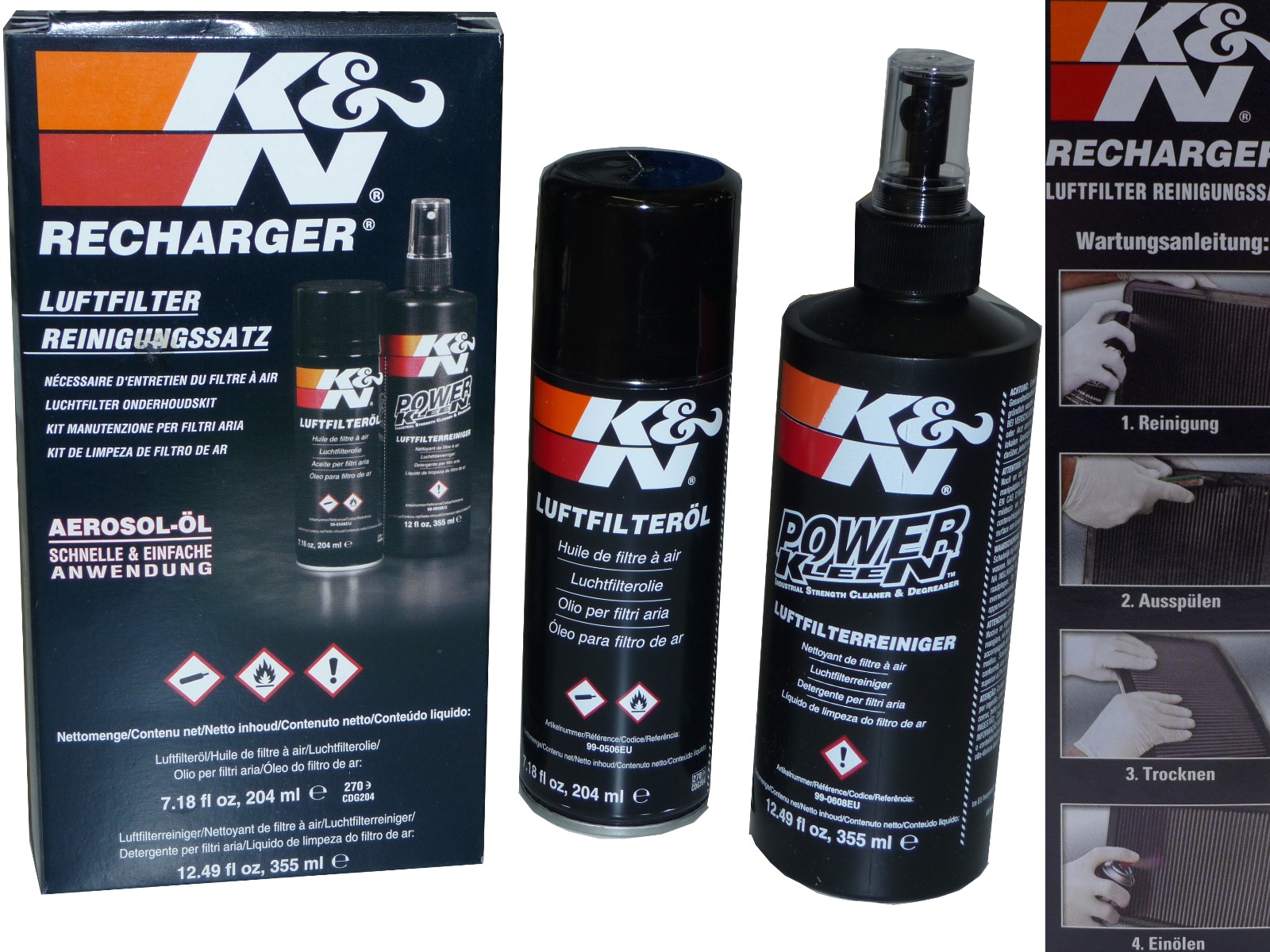 K&N Sportluftfilter Airfilter Reiniger Öl Set Flasche Power Kleen FREIE AUSWAHL - Picture 8 of 8