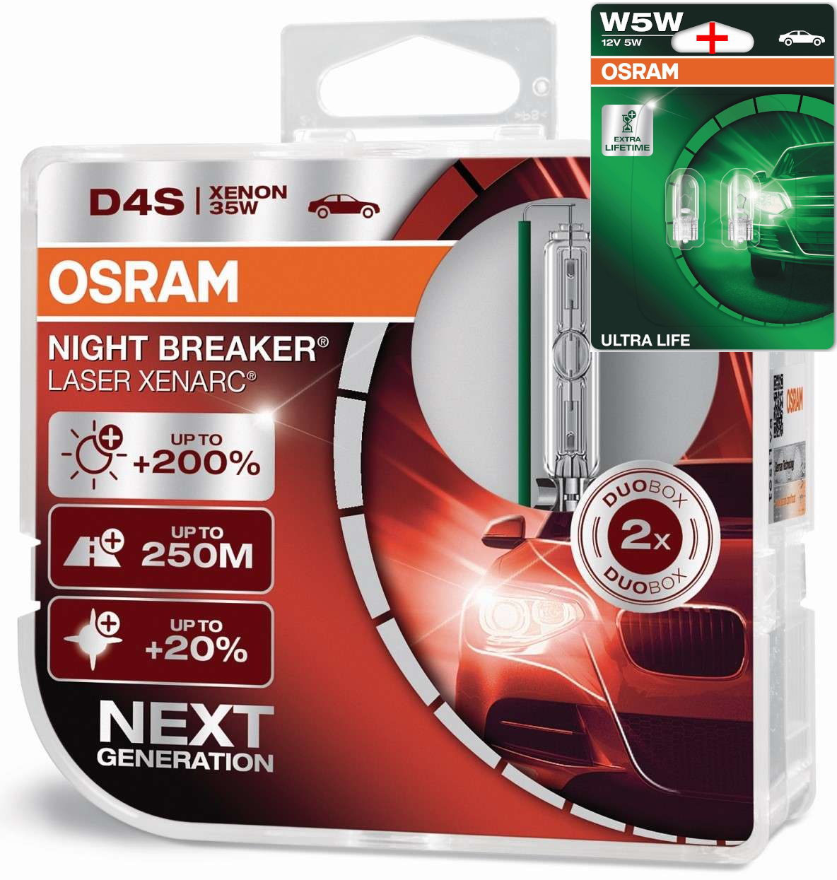 Osram Night Breaker 200 Laser Silver LED H1 H3 H4 H7 H8 H11 HB3