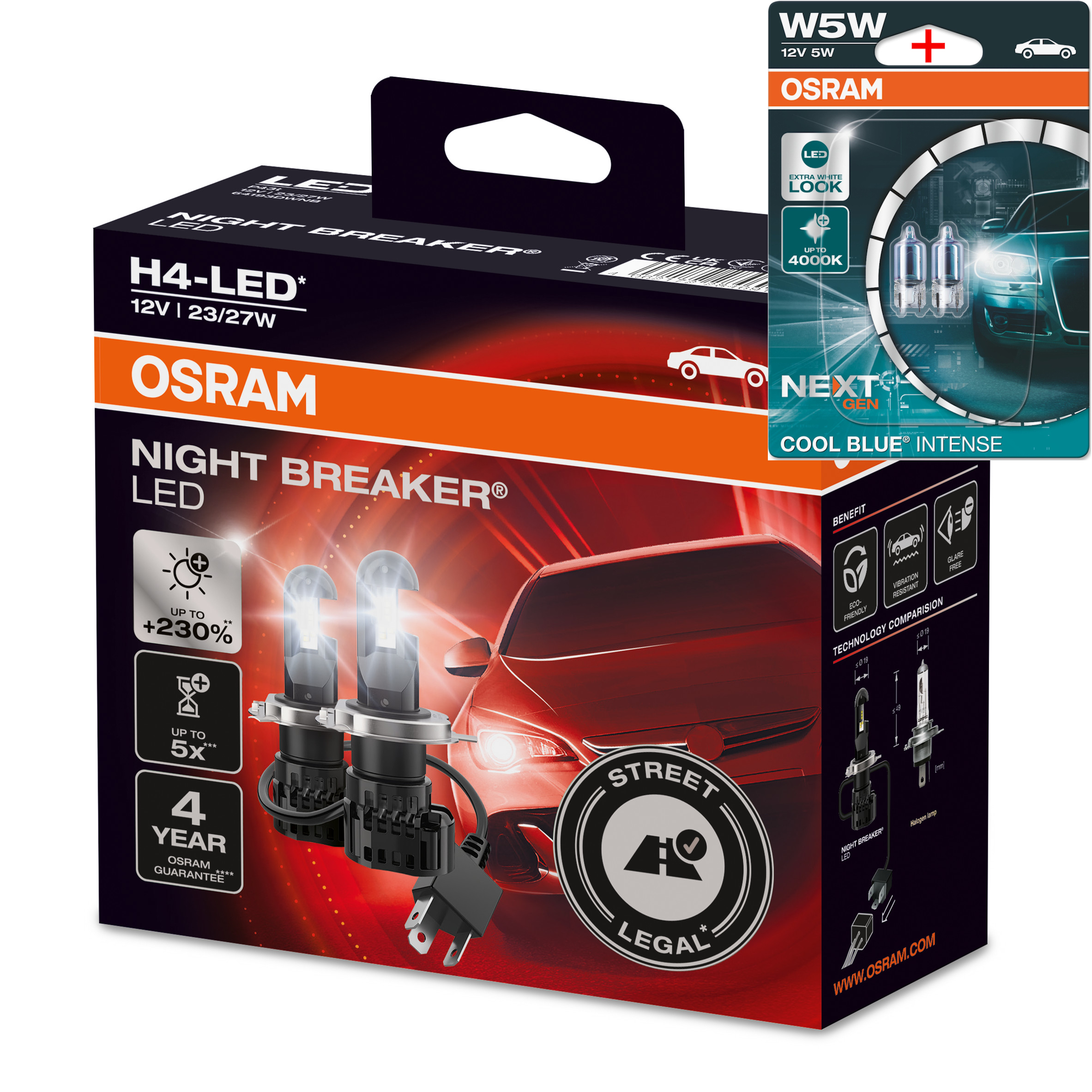 Osram Night Breaker 200 Laser Silver LED H1 H3 H4 H7 H8 H11 HB3 HB4 Freie  Wah