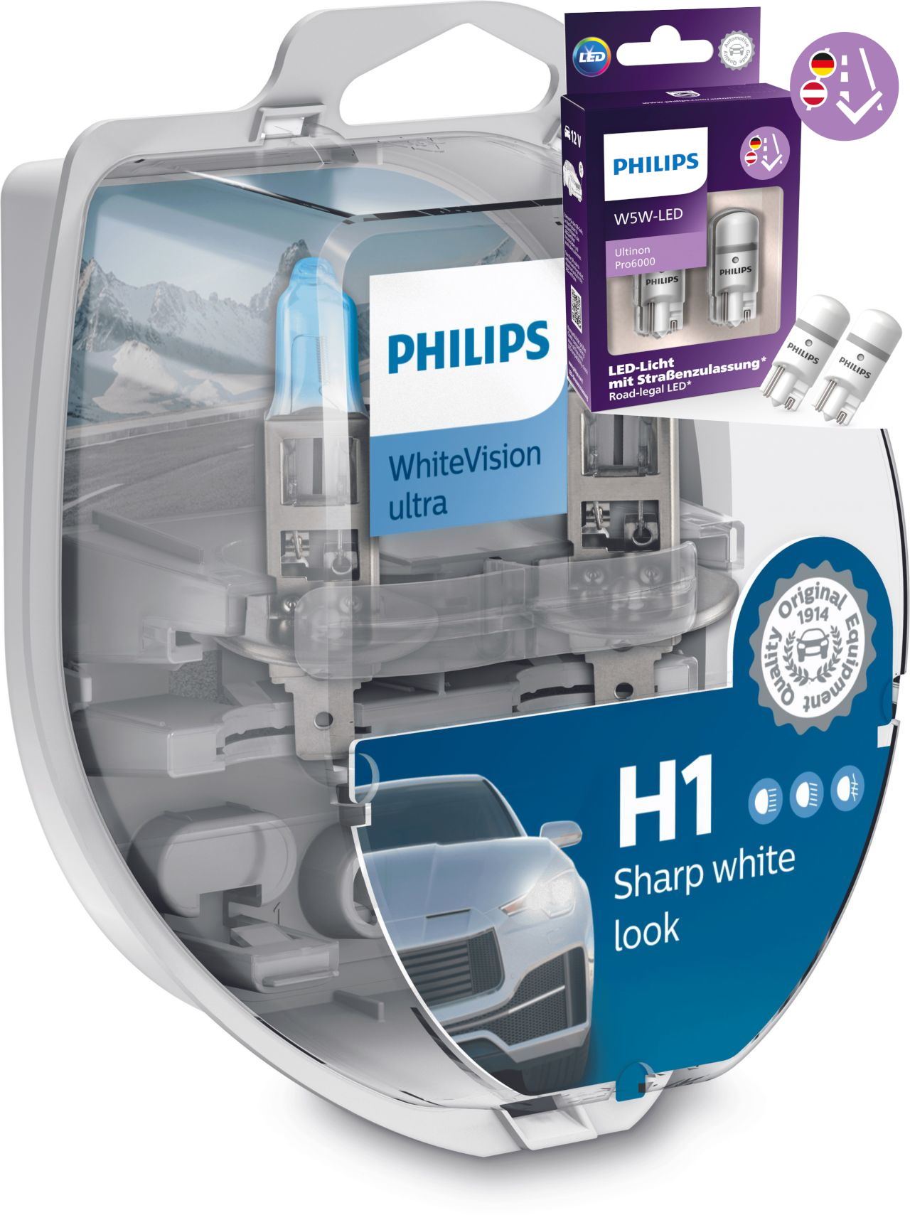 Philips LL RacingVision Ultinon White Ultra X-treme +W 5W LED Freie Wahl  2+2